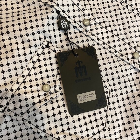 TM Exposure Western Shirt Men Medium Pearl Snap Cowboy Flower Medallion NWT - Picture 6 of 10